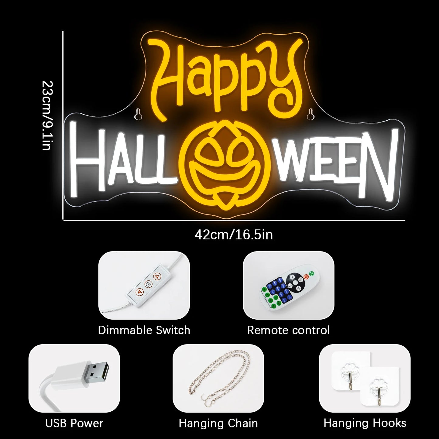 Happy Halloween 5V USB LED Neon Sign - Budgetvriendelijk