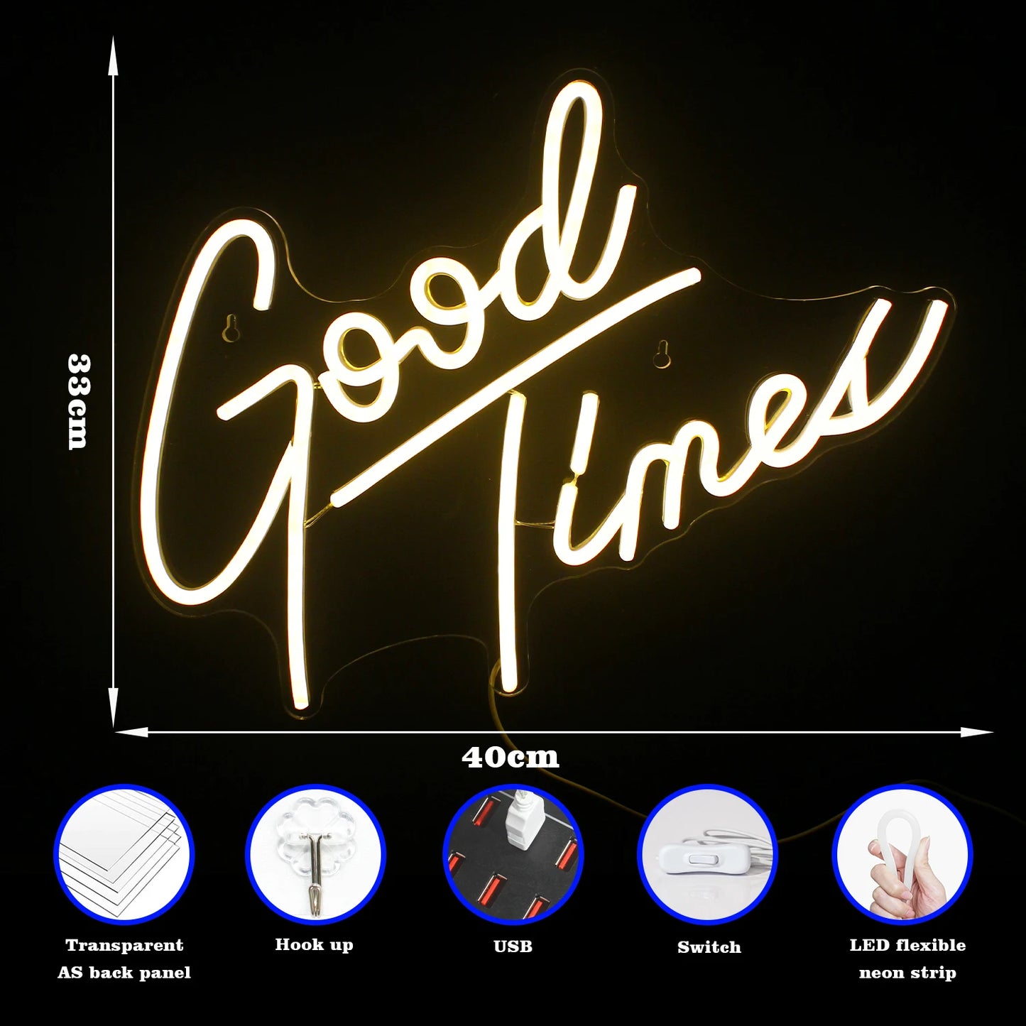 Good Times 5V Mini USB LED Neon Sign - Budgetvriendelijk