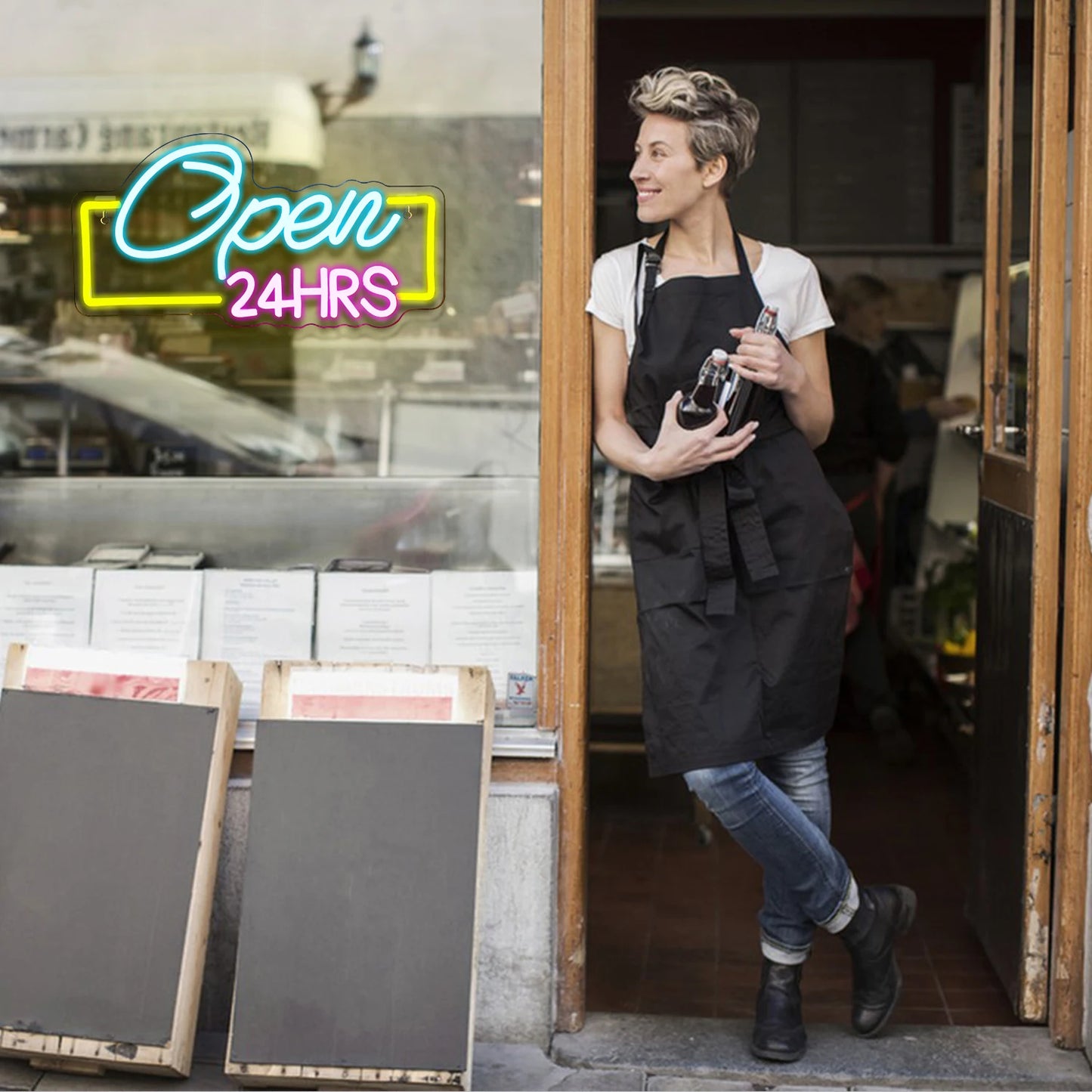 24 uur open 5V USB LED neonreclame - budgetvriendelijk