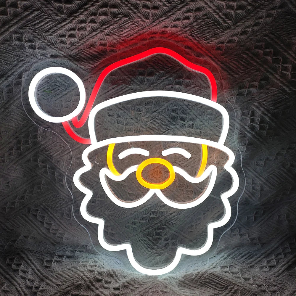 Op de afbeelding is een helder en feestelijk LED-neonbord met de tekst "Merry Christmas" te zien.