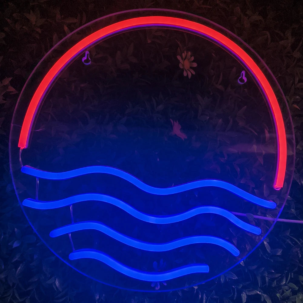 Zonsondergang & Zee 5V USB LED Neon Sign - Budgetvriendelijk