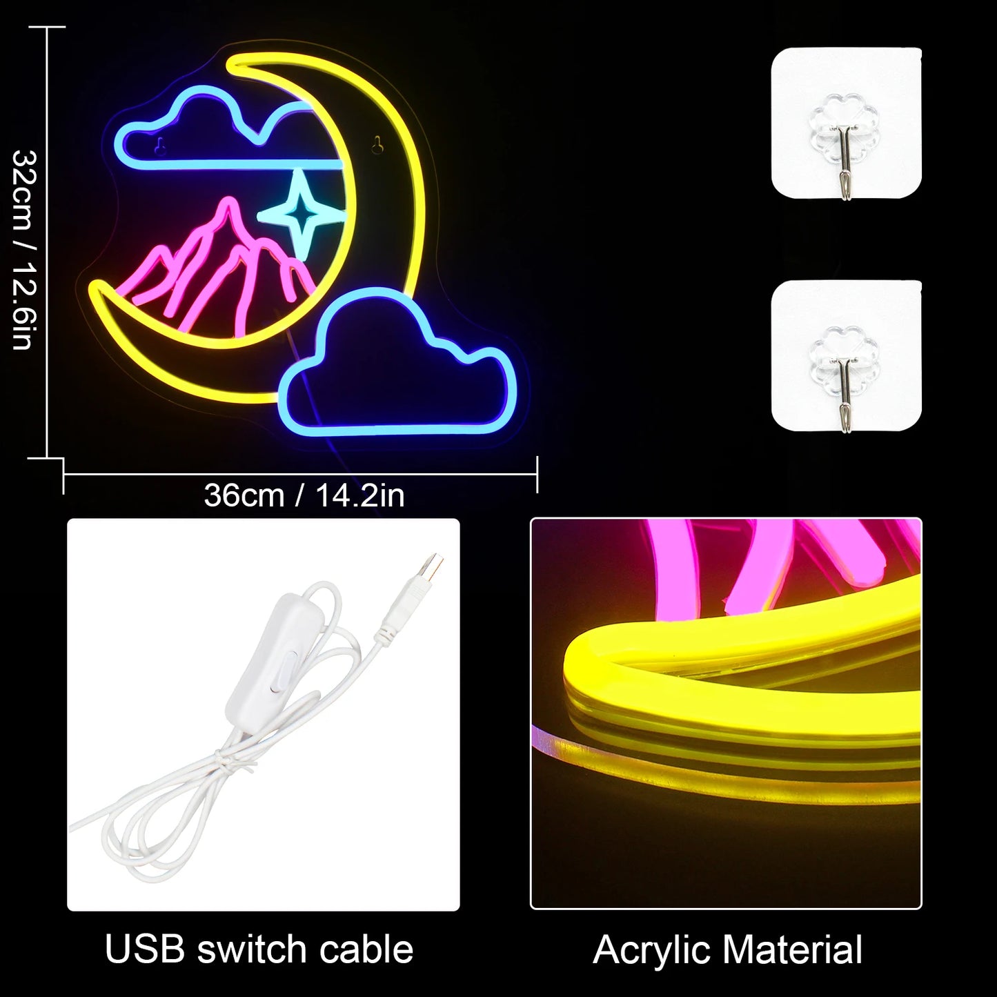 Maanwolk 5V Mini USB LED Neon Sign - Budgetvriendelijk