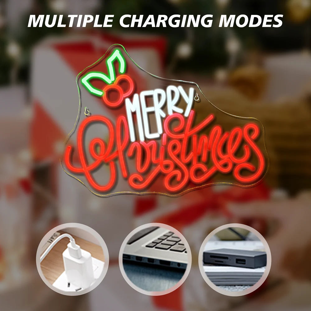 Vrolijk Kerstmis 5V USB LED Neon Sign - Budgetvriendelijk
