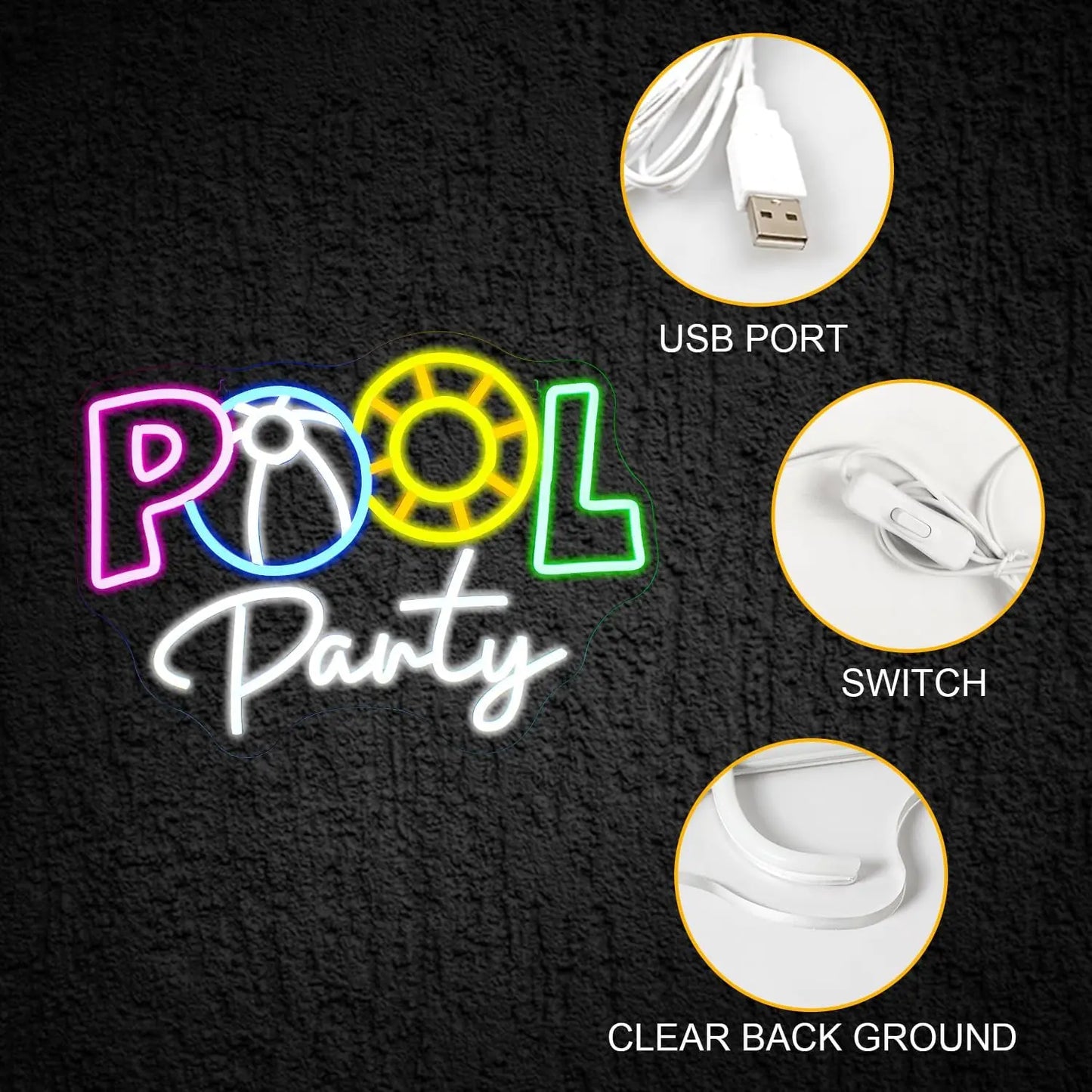 Pool Party 5V USB LED Neon Sign - Budgetvriendelijk