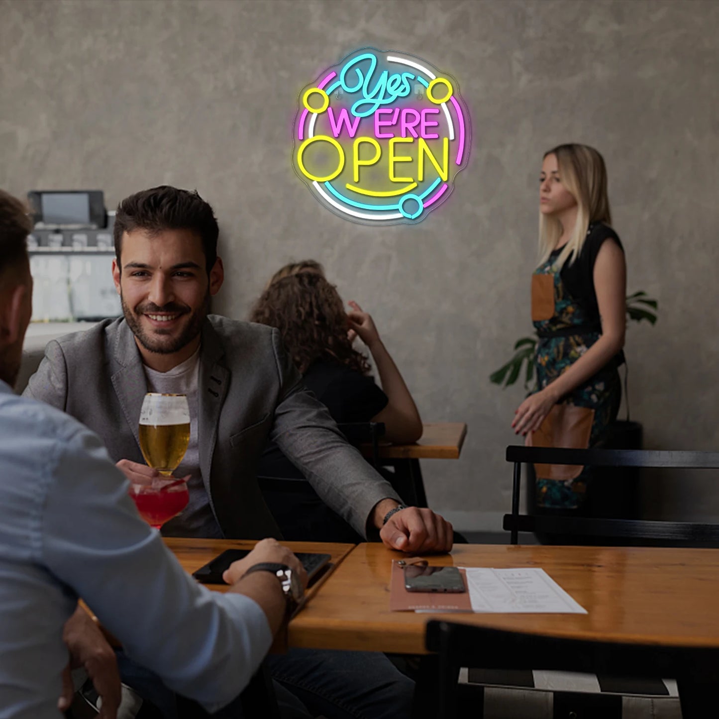 Ja, we zijn open Neon Sign Led Open Neon Light voor wanddecoratie USB-aangedreven voor winkelrestaurantbarfeestdecoratie Open borden