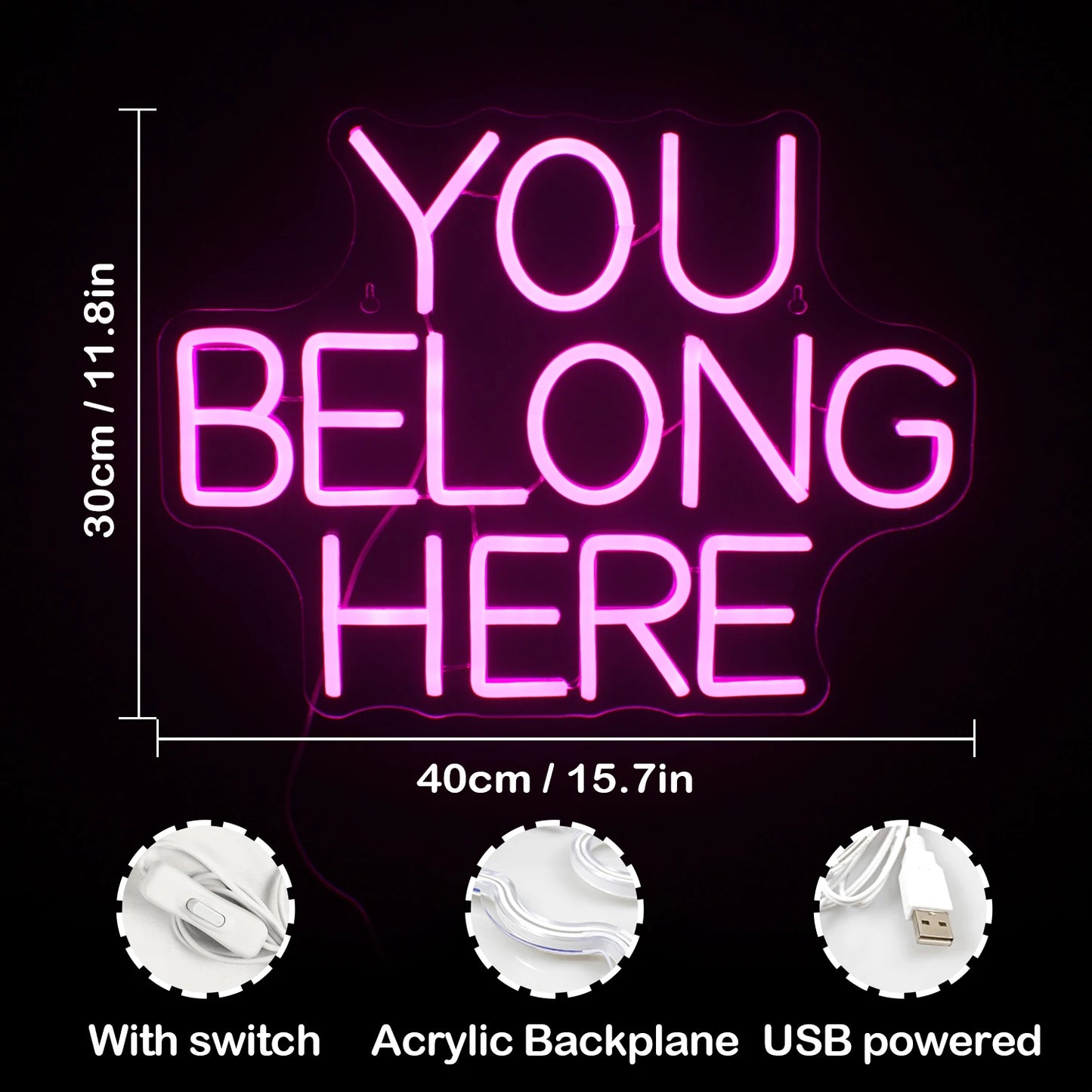 You Belong Here 5V USB LED Neon Sign - Budgetvriendelijk
