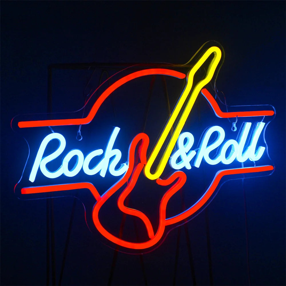 Gitaar Rock and Roll 5V USB LED Neon Sign - Budgetvriendelijk