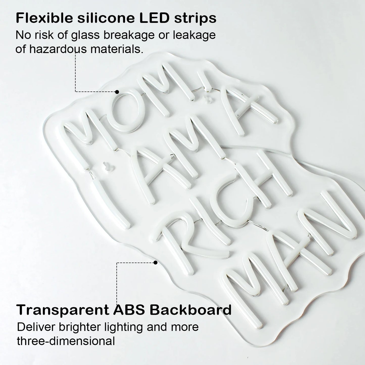 Mom I Am A Rich Man 5V USB LED Neon Sign - Budgetvriendelijk