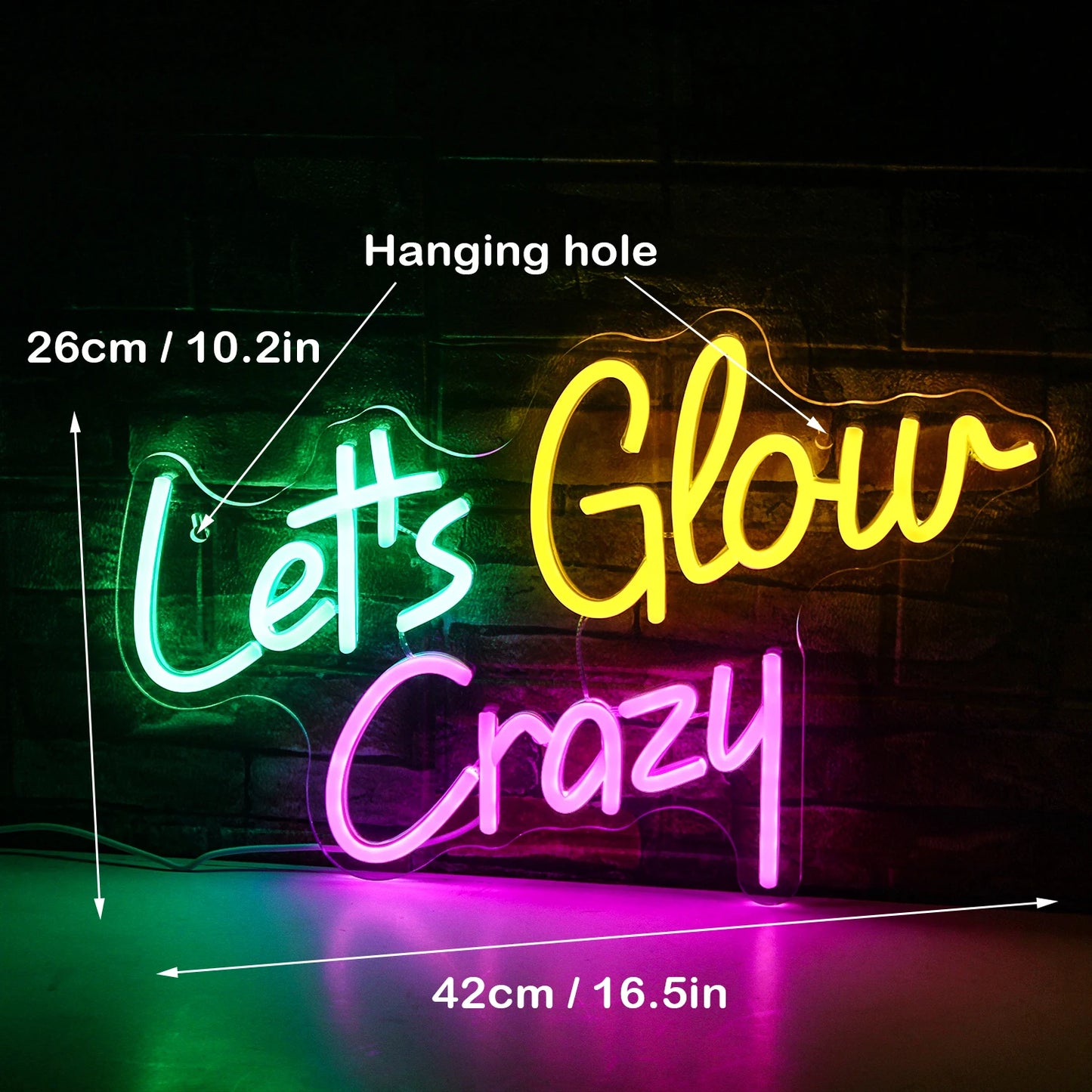 Let's Glow Crazy 5V USB LED Neon Sign - Budgetvriendelijk