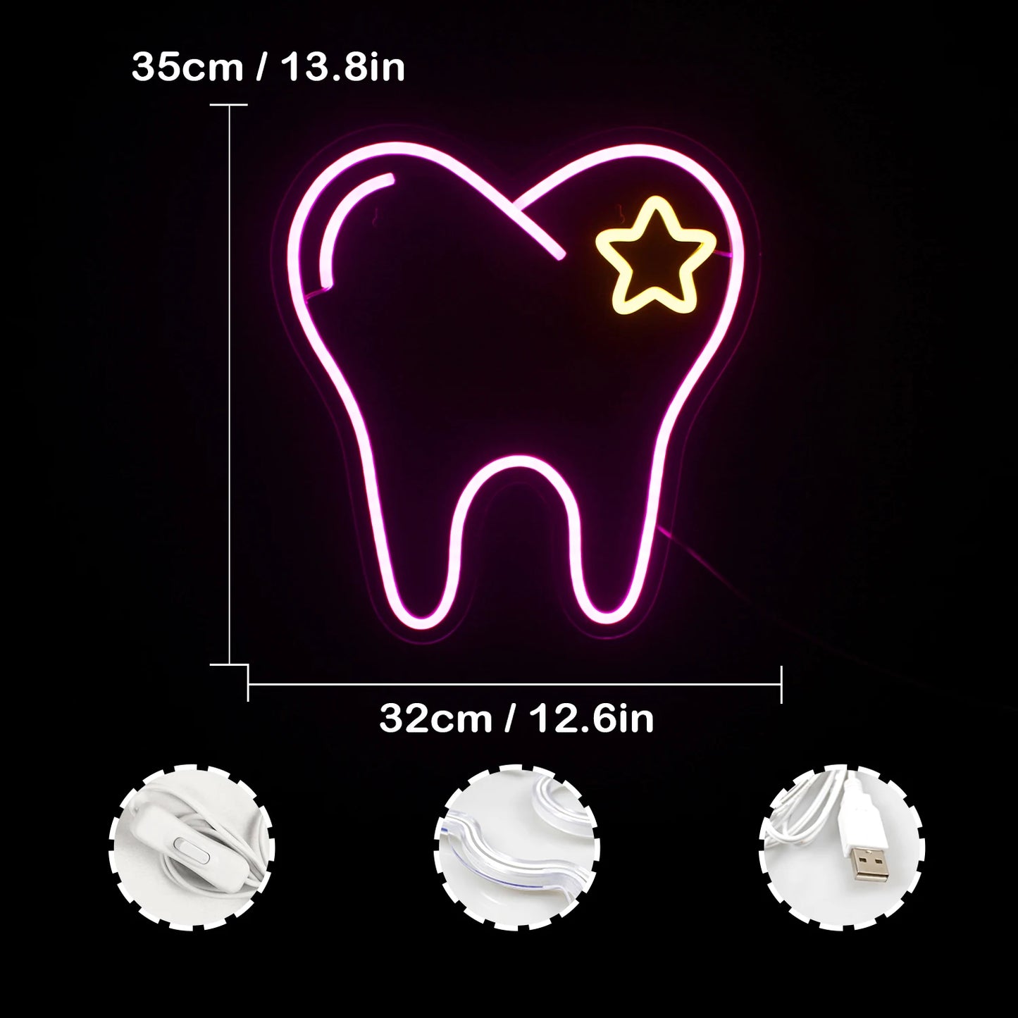 Pink Tooth 5V USB LED Neon Sign - Budgetvriendelijk