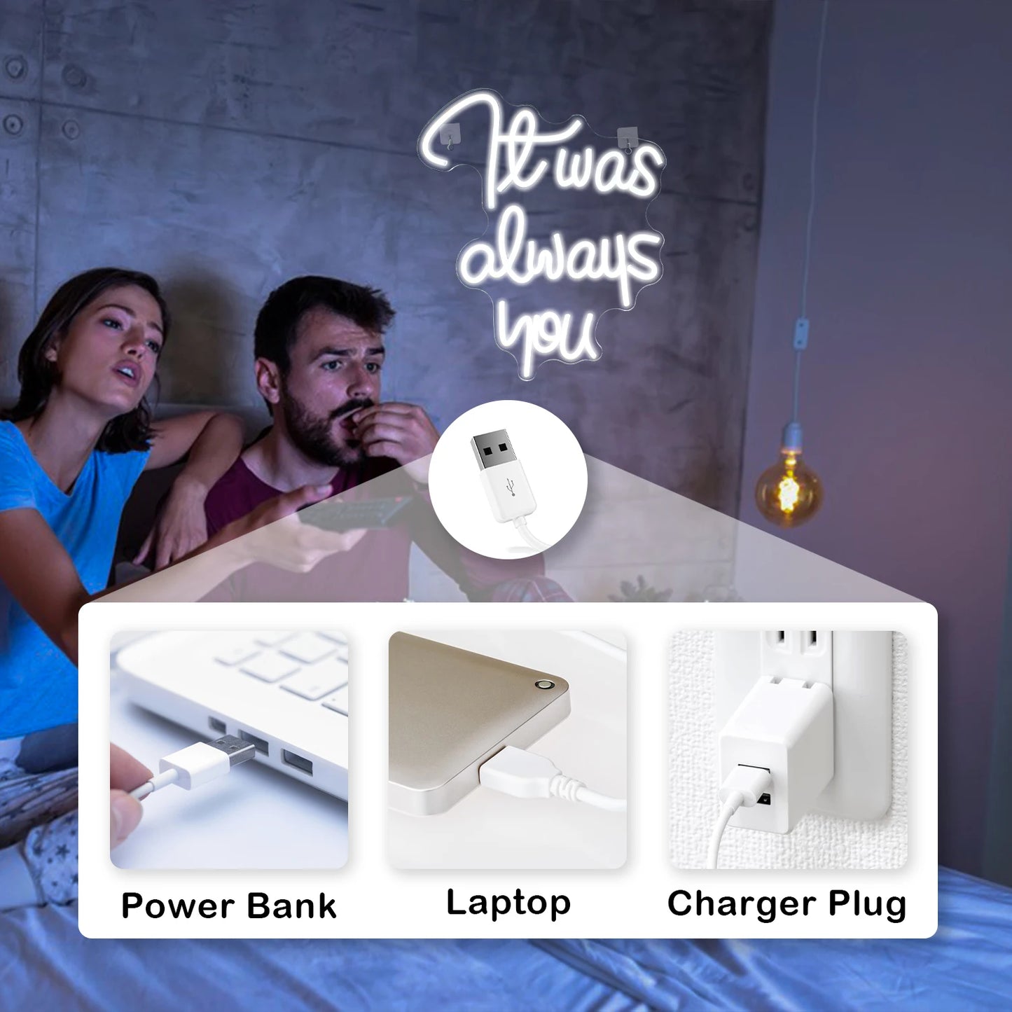 Het was altijd jij 5V USB LED neonreclame - budgetvriendelijk