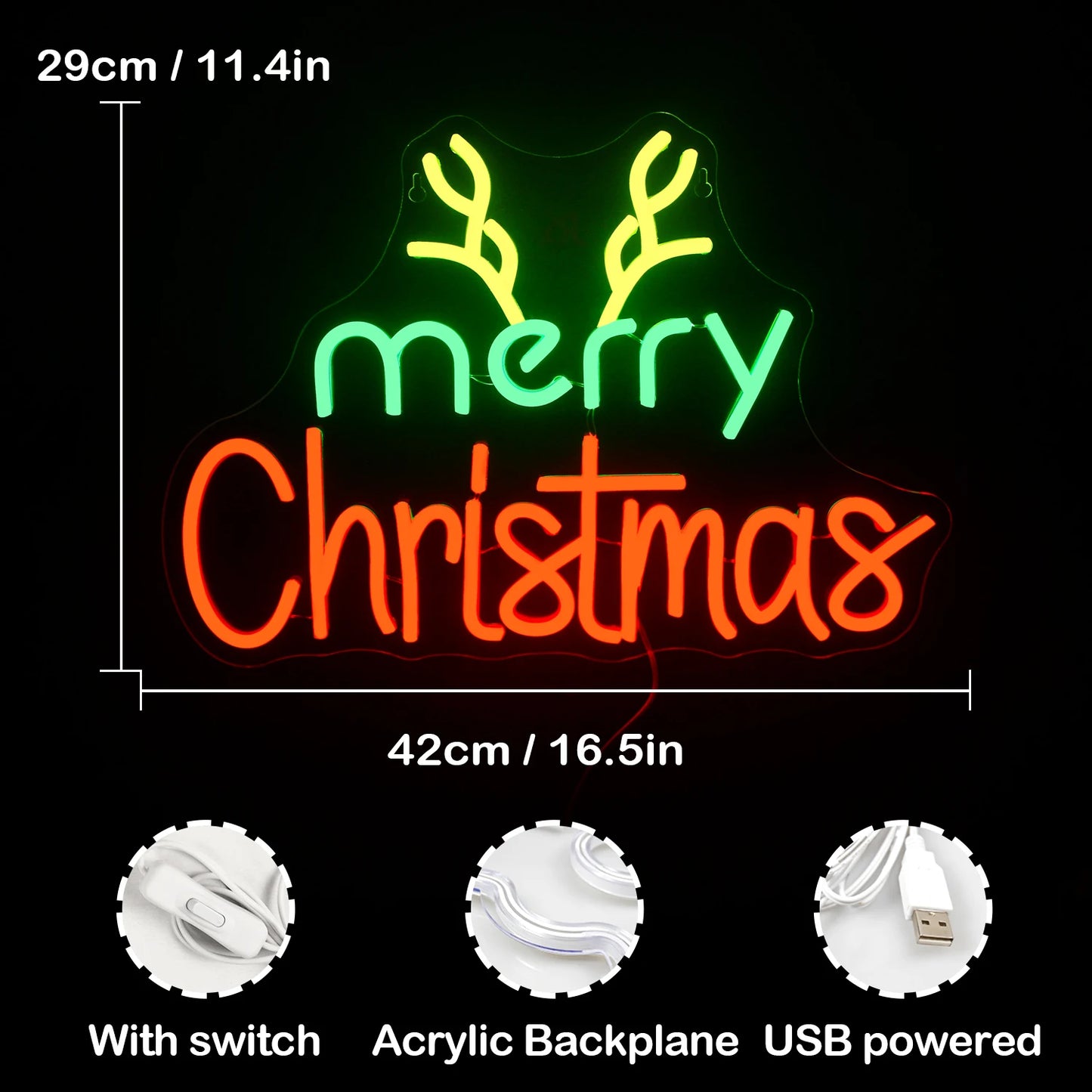 Vrolijk Kerstmis 5V USB LED Neon Sign - Budgetvriendelijk