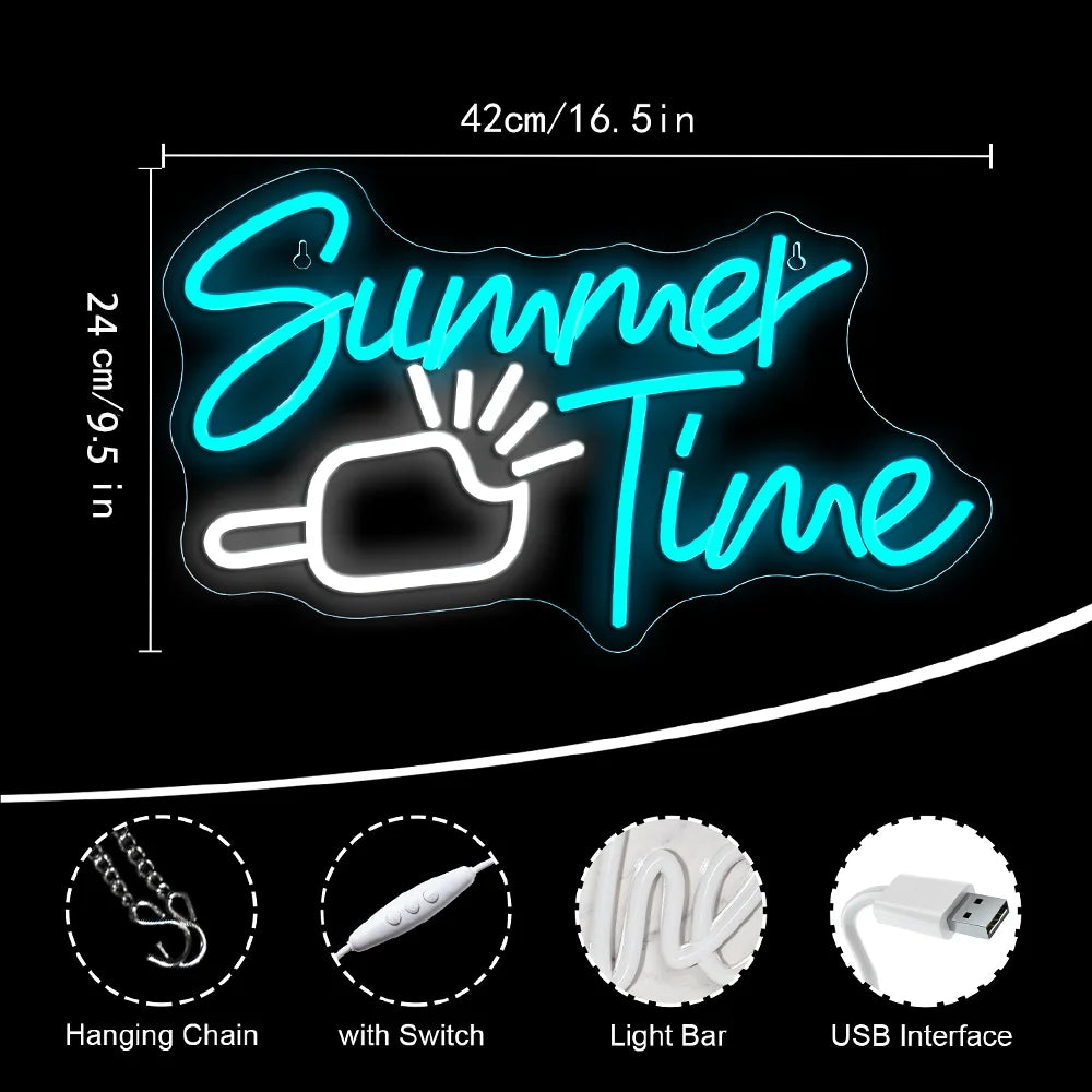 Zomertijd ijs 5V USB LED neonreclame - budgetvriendelijk