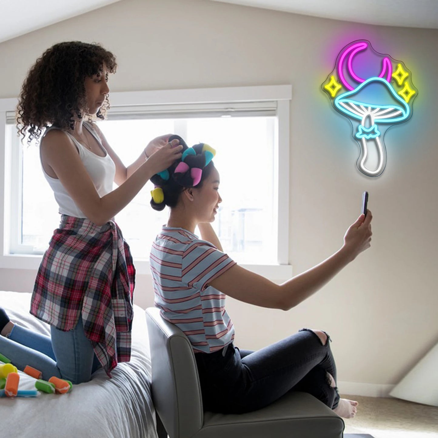 Star Moon Mushroom 5V USB LED Neon Sign - Budgetvriendelijk