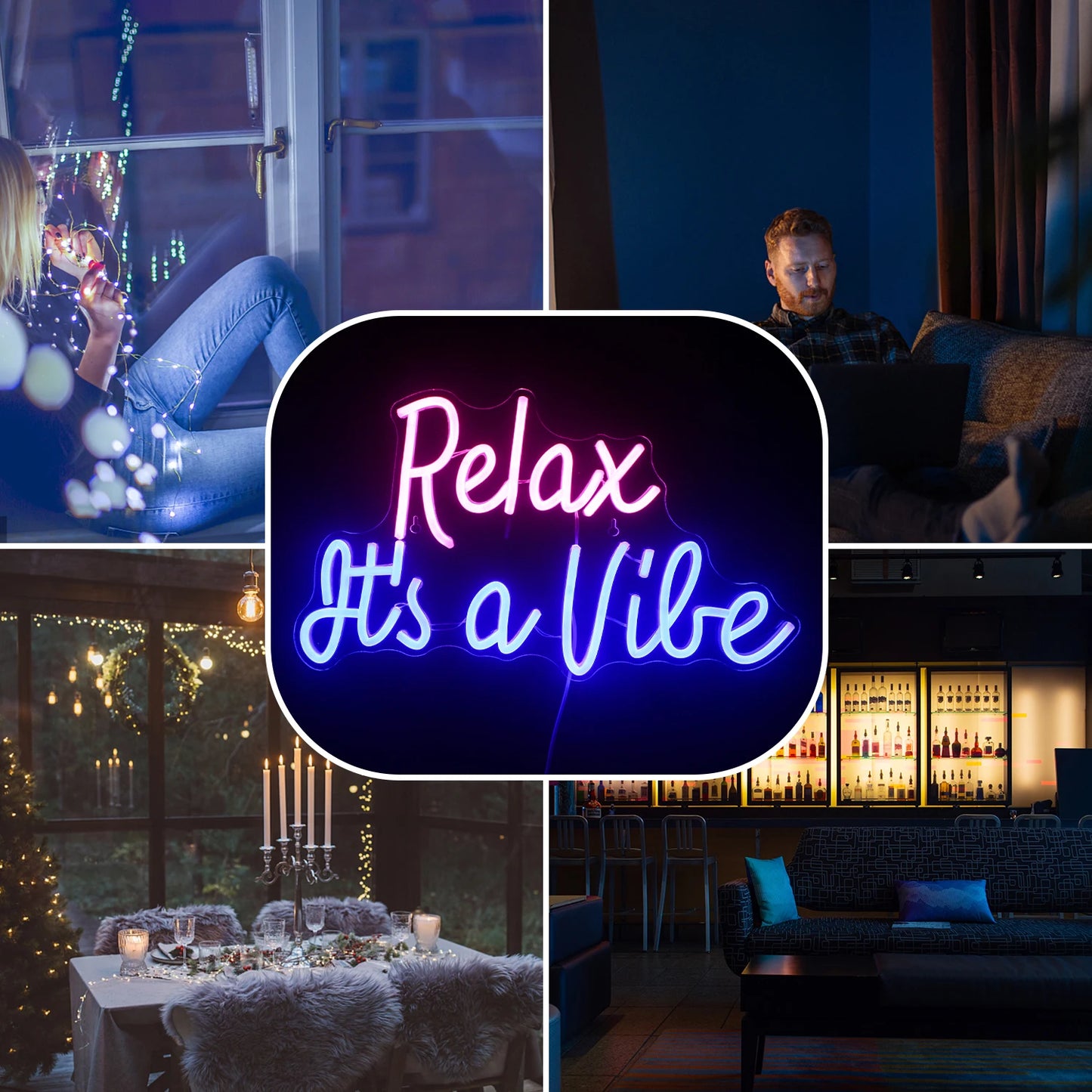 Relax It's a Vibe 5V USB LED Neon Sign - Budgetvriendelijk