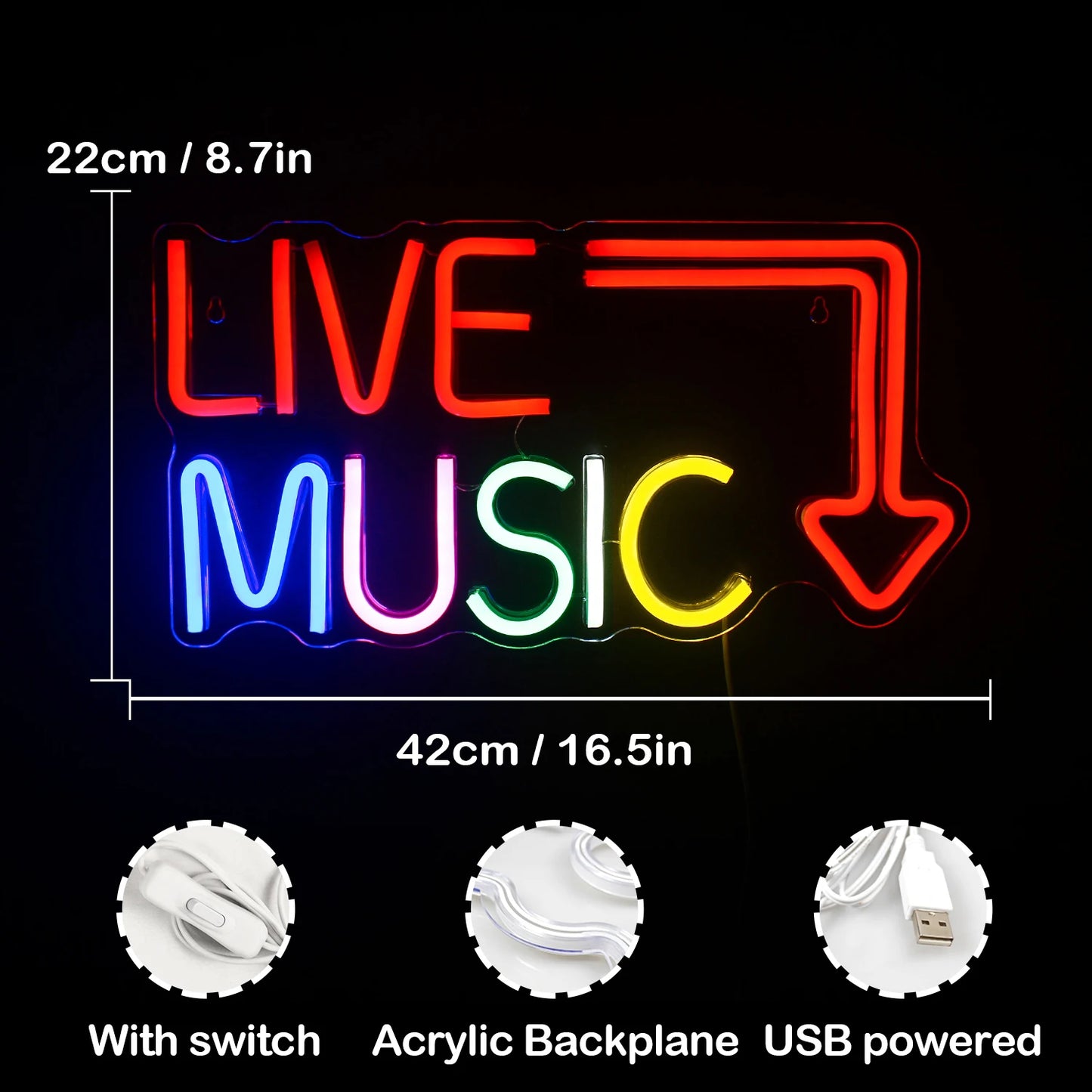 Live muziek 5V USB LED neonbord - budgetvriendelijk