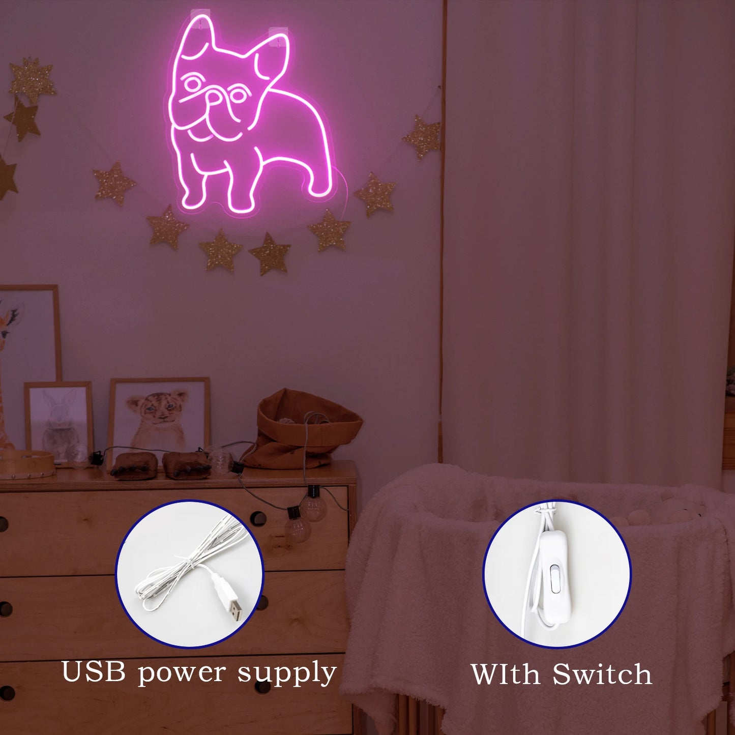 Hond Roze 5V USB LED Neon Sign - Budgetvriendelijk