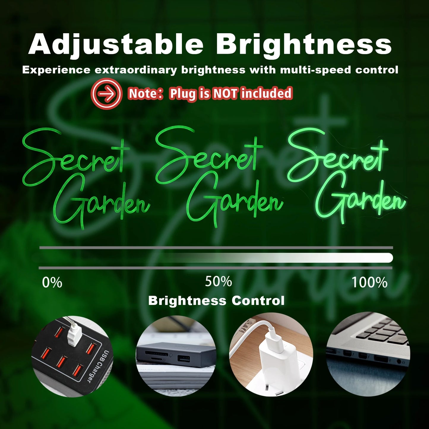 Secret Garden 5V USB LED Neon Sign - Budgetvriendelijk