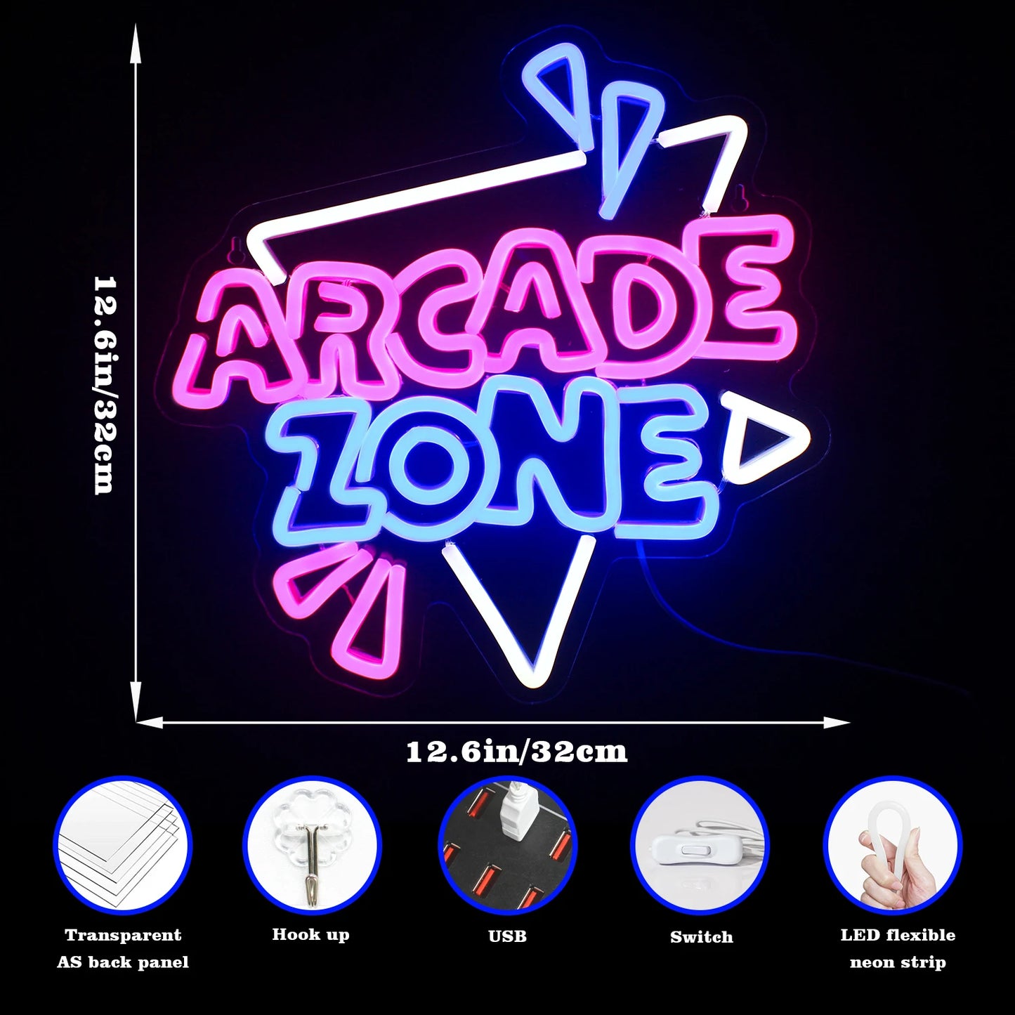Arcade Zone 5V USB LED Neon Sign - Budgetvriendelijk
