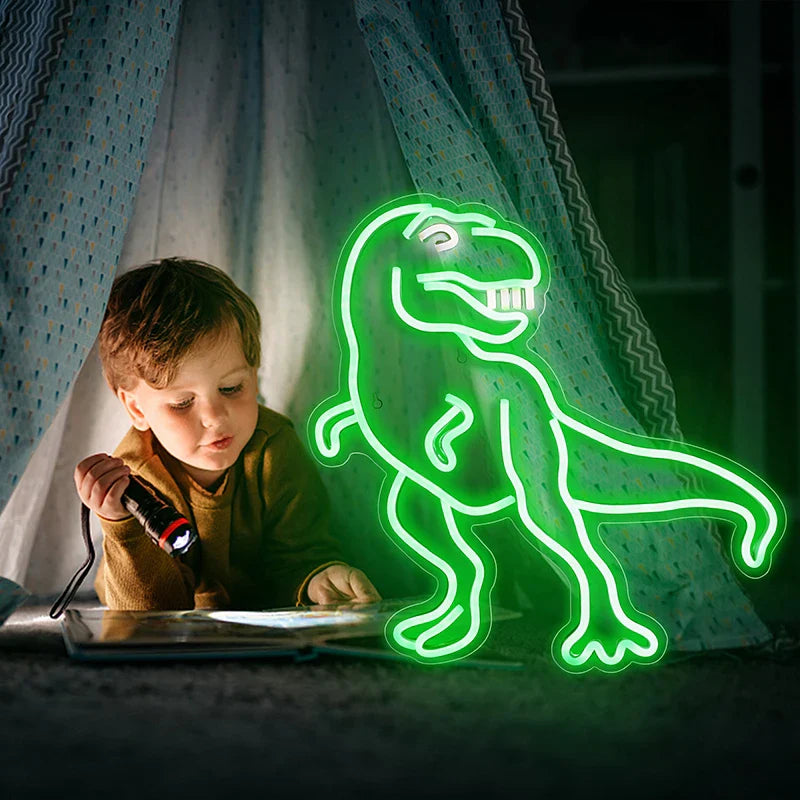 Grappig dinosaurussen 5V USB LED neonbord - budgetvriendelijk