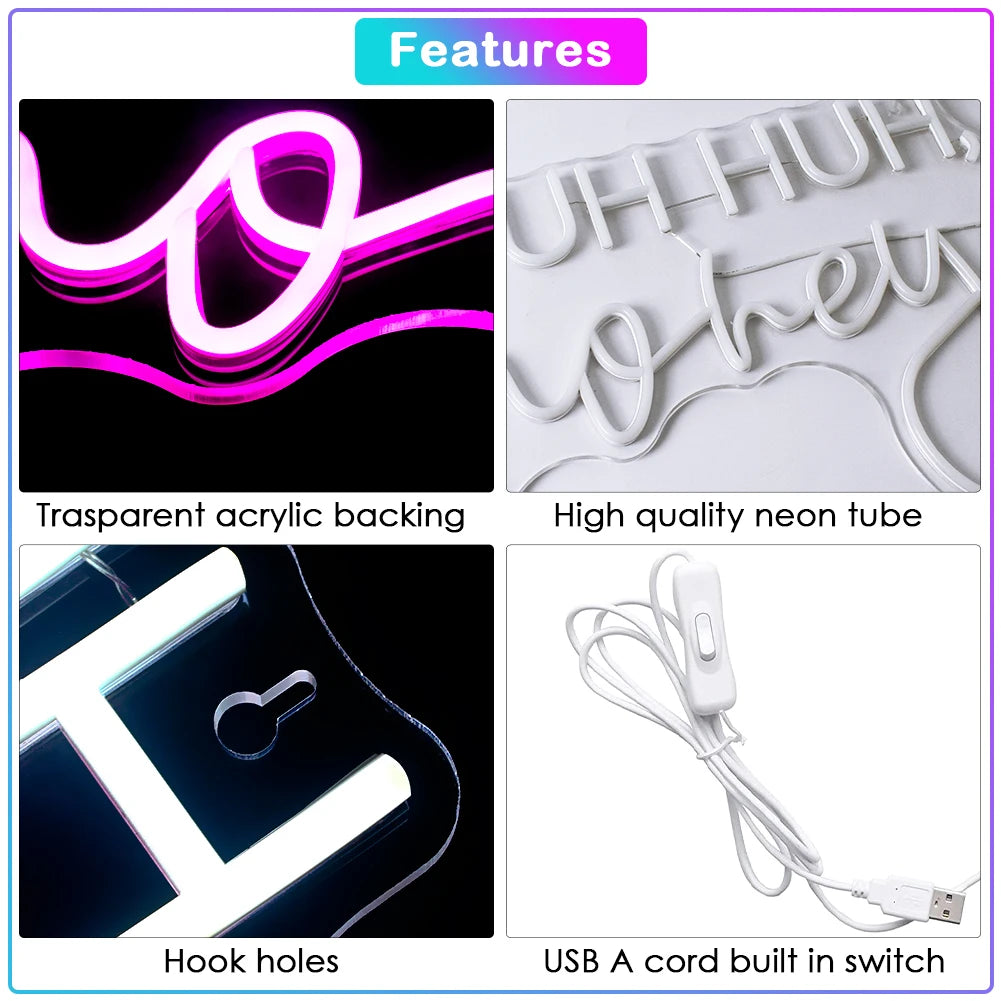 Uh Huh 5V USB LED Neon Sign - Budgetvriendelijk