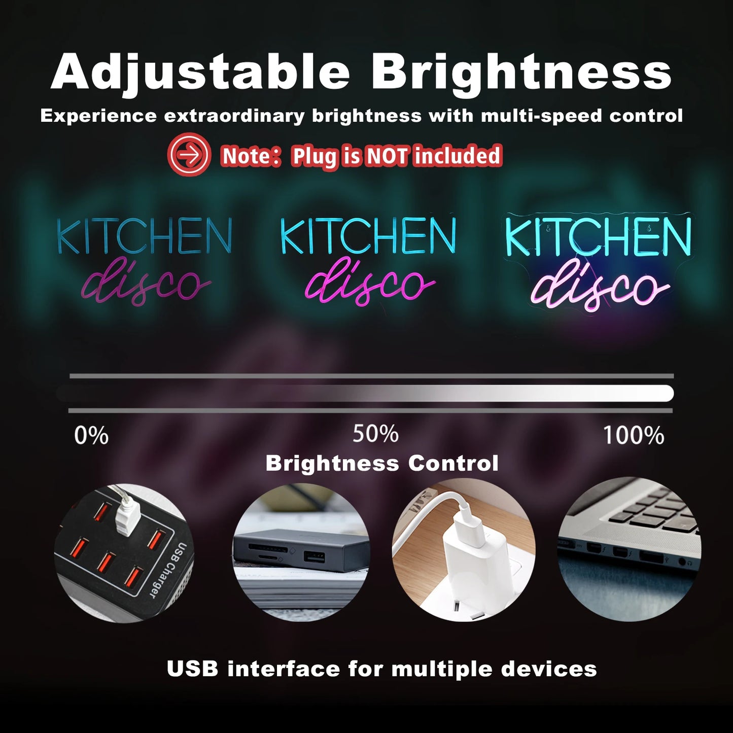 Kitchen Disco 5V Mini USB LED Neon Sign - Budgetvriendelijk