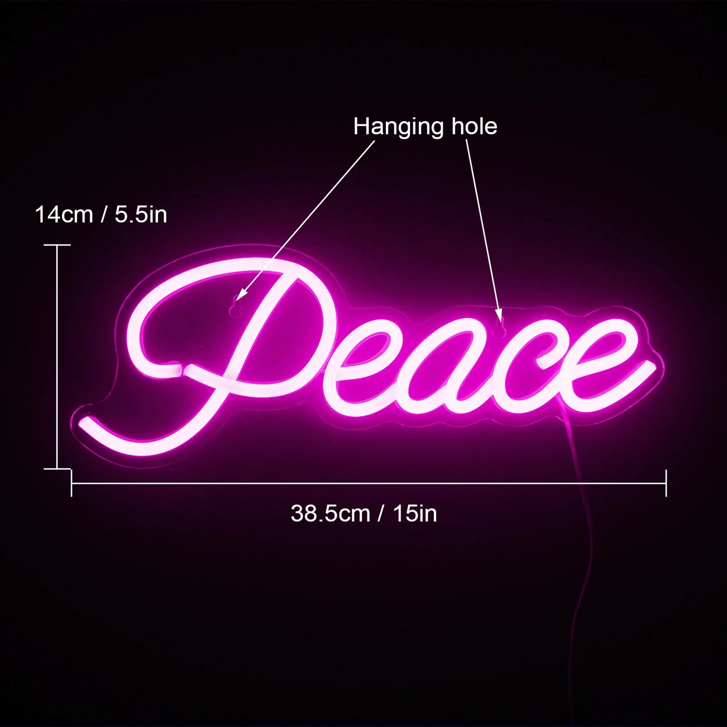 Peace 5V USB LED Neon Sign - Budgetvriendelijk