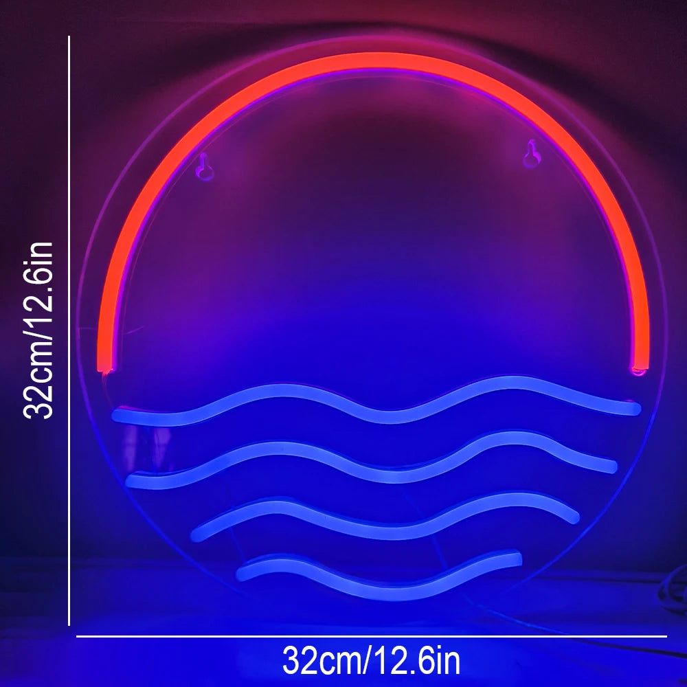 Zonsondergang & Zee 5V USB LED Neon Sign - Budgetvriendelijk