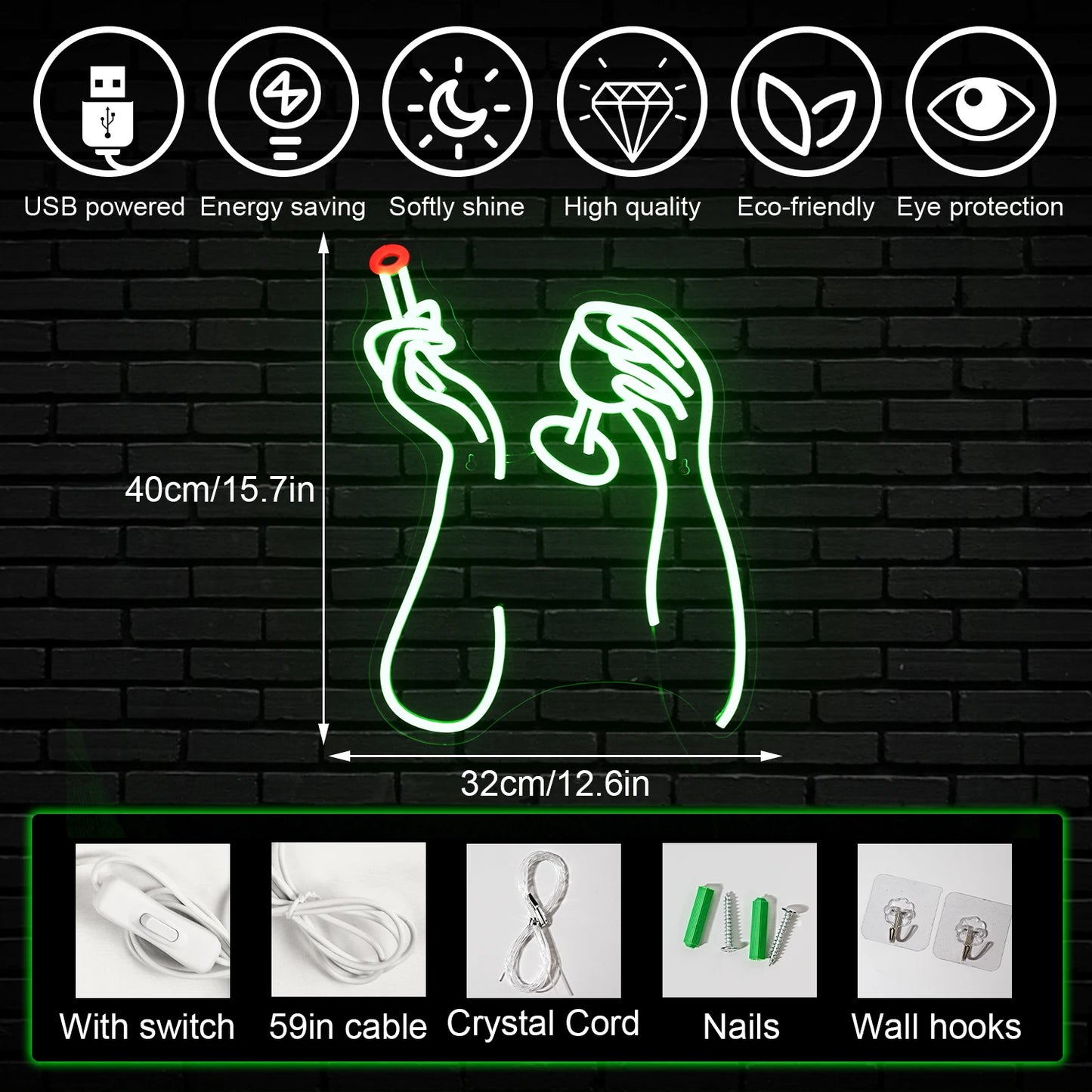 Roken en drinken 5V USB LED neonreclame - budgetvriendelijk