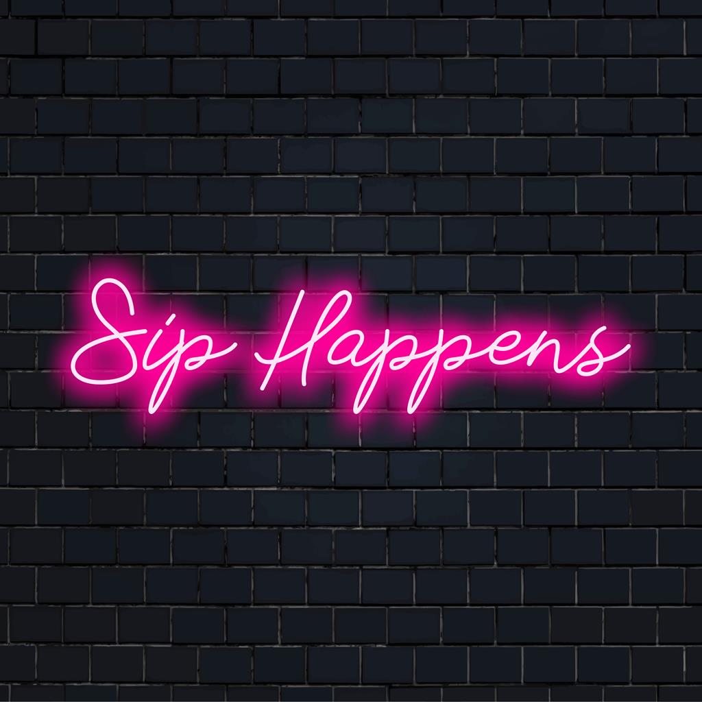 Sip Happens LED-bord, chique neondecoratie. Aangepast LED-ontwerp, levendige gloed, perfect om elke ruimte humoristisch te maken.