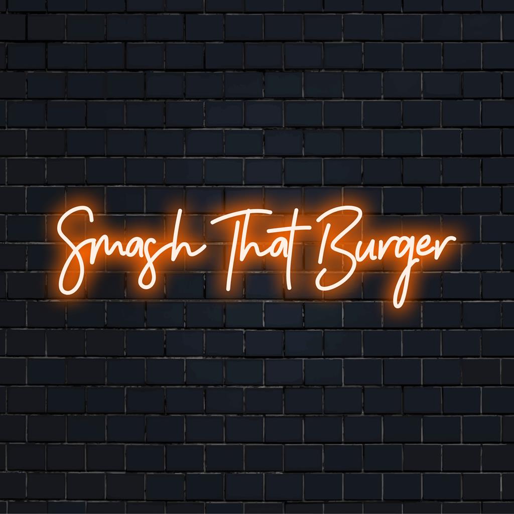 Levendig LED-neonbord voor Smash That Burger, het ideale decoratie-accessoire om elke ruimte een speelse charme te geven.