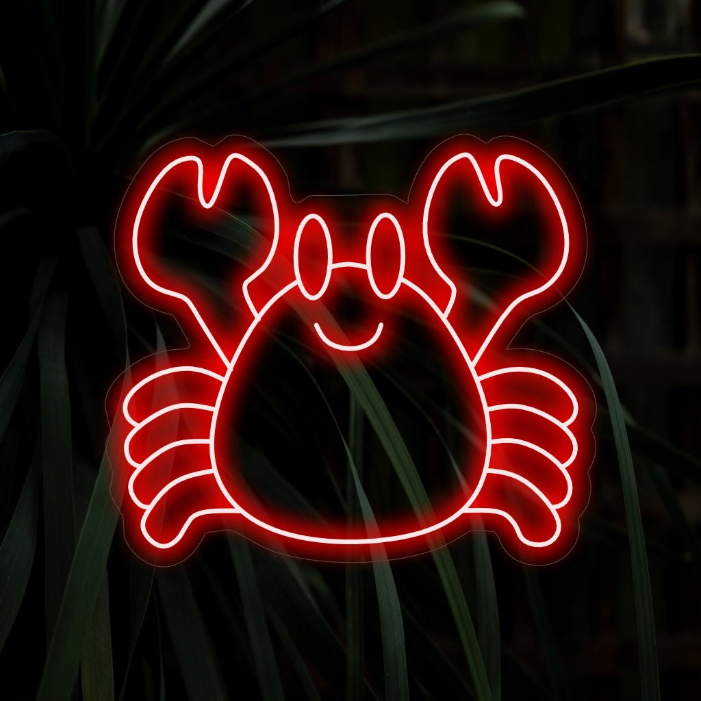 "Smiling Crab Neon Sign" heeft een speelse, levendige uitstraling met een charmant krabontwerp en creëert een heerlijke sfeer in uw ruimte.