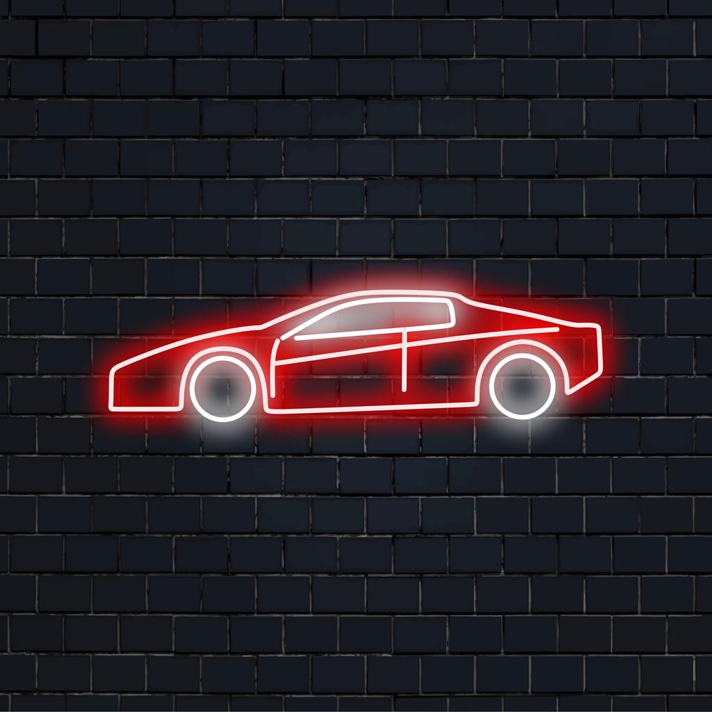 LED-neonreclame met een strak sportwagenontwerp; perfecte decoratie op maat voor autoliefhebbers. Neon wanddecoratie, LED-lichtdecoratie.