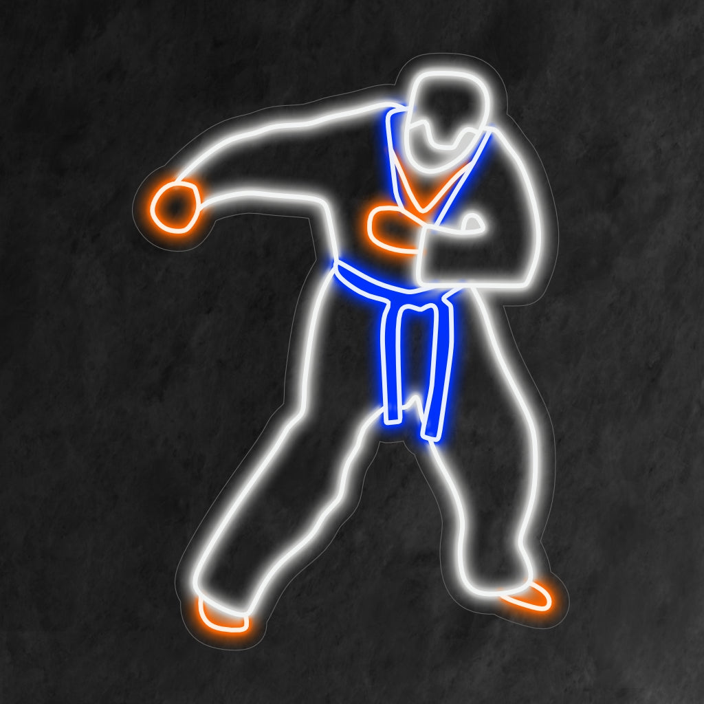 "Taekwondo Neon Sign" belichaamt de dynamiek van vechtkunsten met zijn krachtige gloed, en viert discipline en kracht.