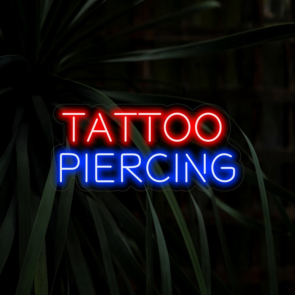 "Tattoo Piercing Neon Sign" voegt een gedurfde sfeer toe met het iconische ontwerp en werpt een gedurfde gloed die de rebelse en creatieve geest van body art in uw ruimte viert.