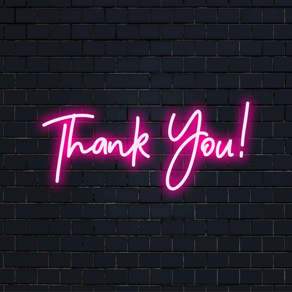 Levendig Bedankt! LED-neonbord dat uw ruimte verlicht met op maat gemaakte neonverlichting, perfect voor elke artistieke setting.