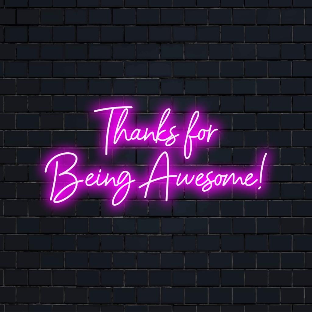 Levendig, op maat gemaakt LED-neonbord met de tekst 'Bedankt dat je geweldig bent'! Perfect voor een vrolijke neondecoratie.