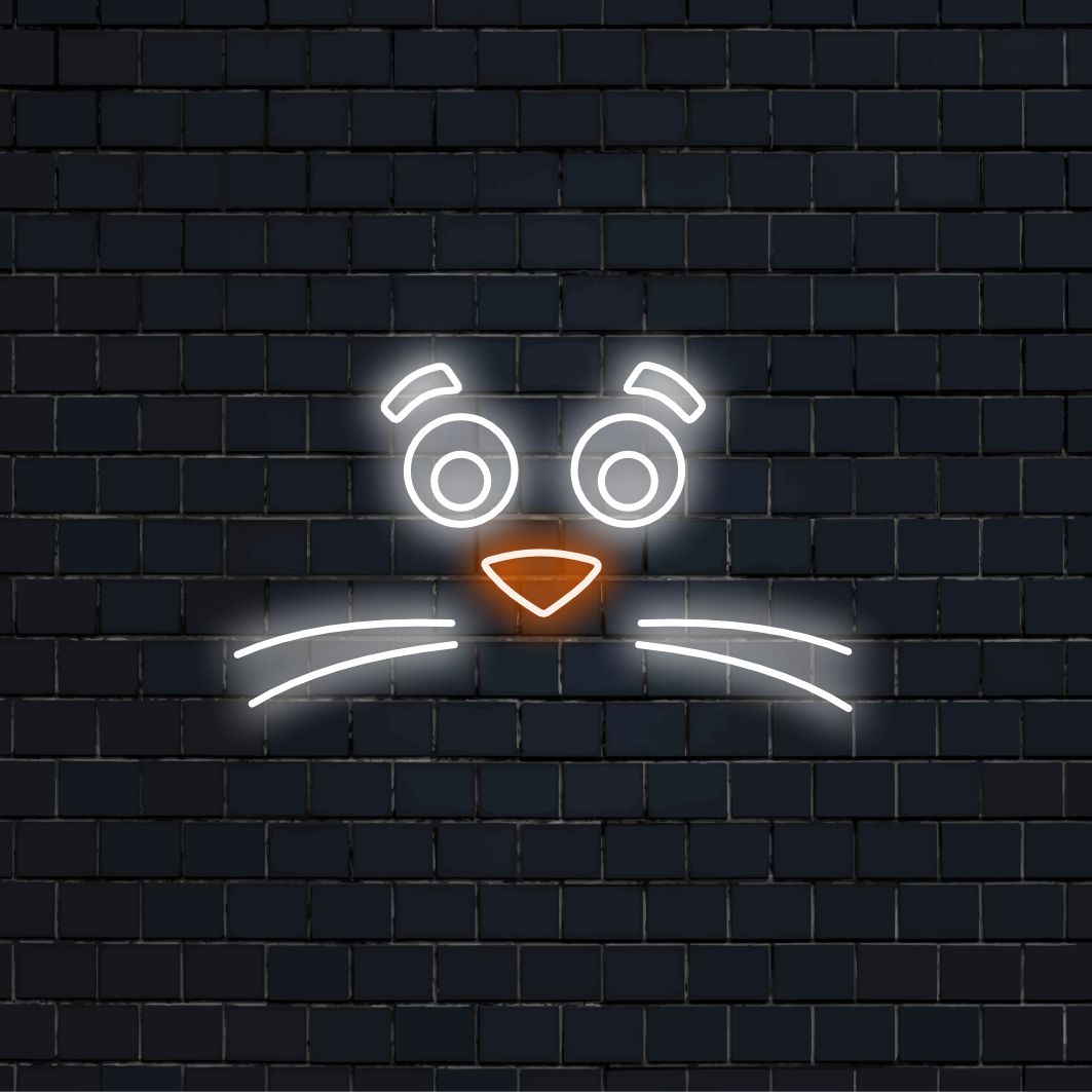 Het speelse ontwerp van "The Animal's Face with a Mustache Neon Sign" zorgt voor een speelse sfeer en werpt een eigenzinnige gloed die humor en karakter aan uw ruimte toevoegt.