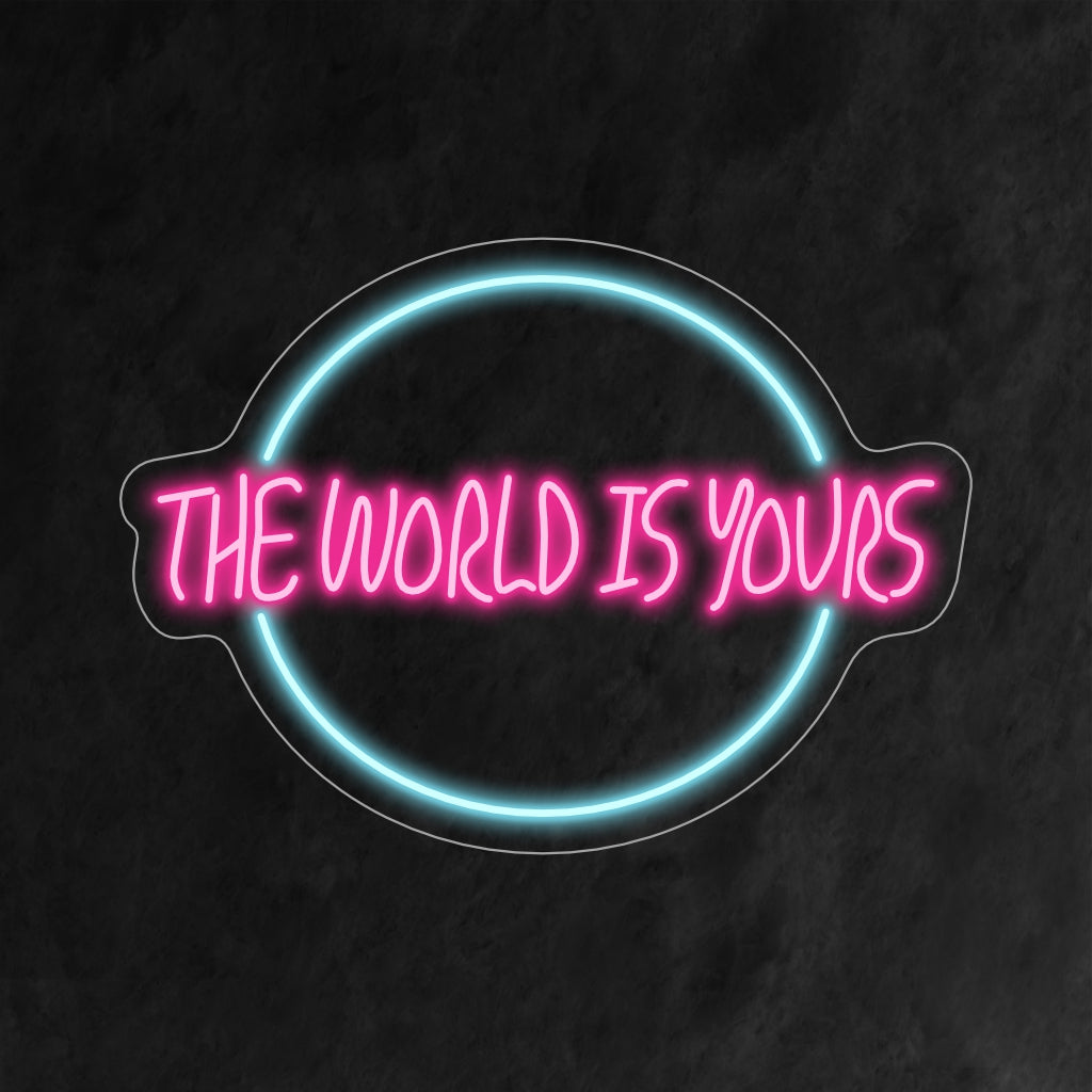 "The World Is Yours Neon Sign" inspireert met zijn krachtige boodschap, die een krachtige gloed werpt die motiveert en opbeurend is in uw ruimte
