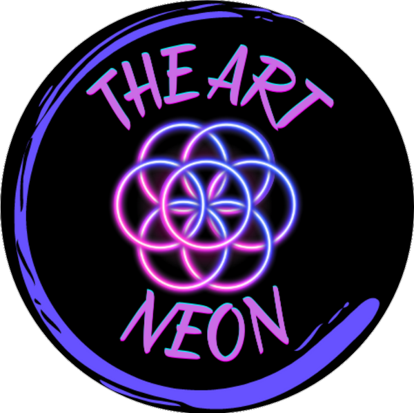 De afbeelding toont het logo van de site The Art Neon.
