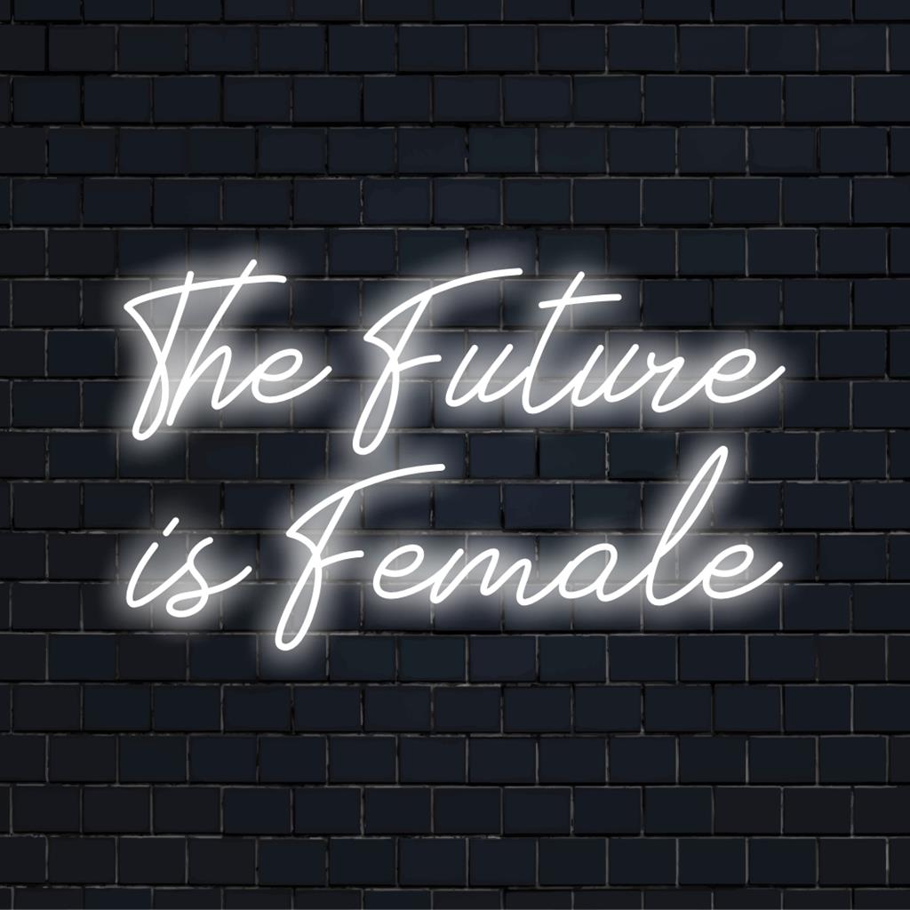 Handgemaakt 'The Future Is Female' LED-neonbord ter promotie van gendergelijkheid. Ideaal voor neonkunst aan de muur en neondecoratie op maat.
