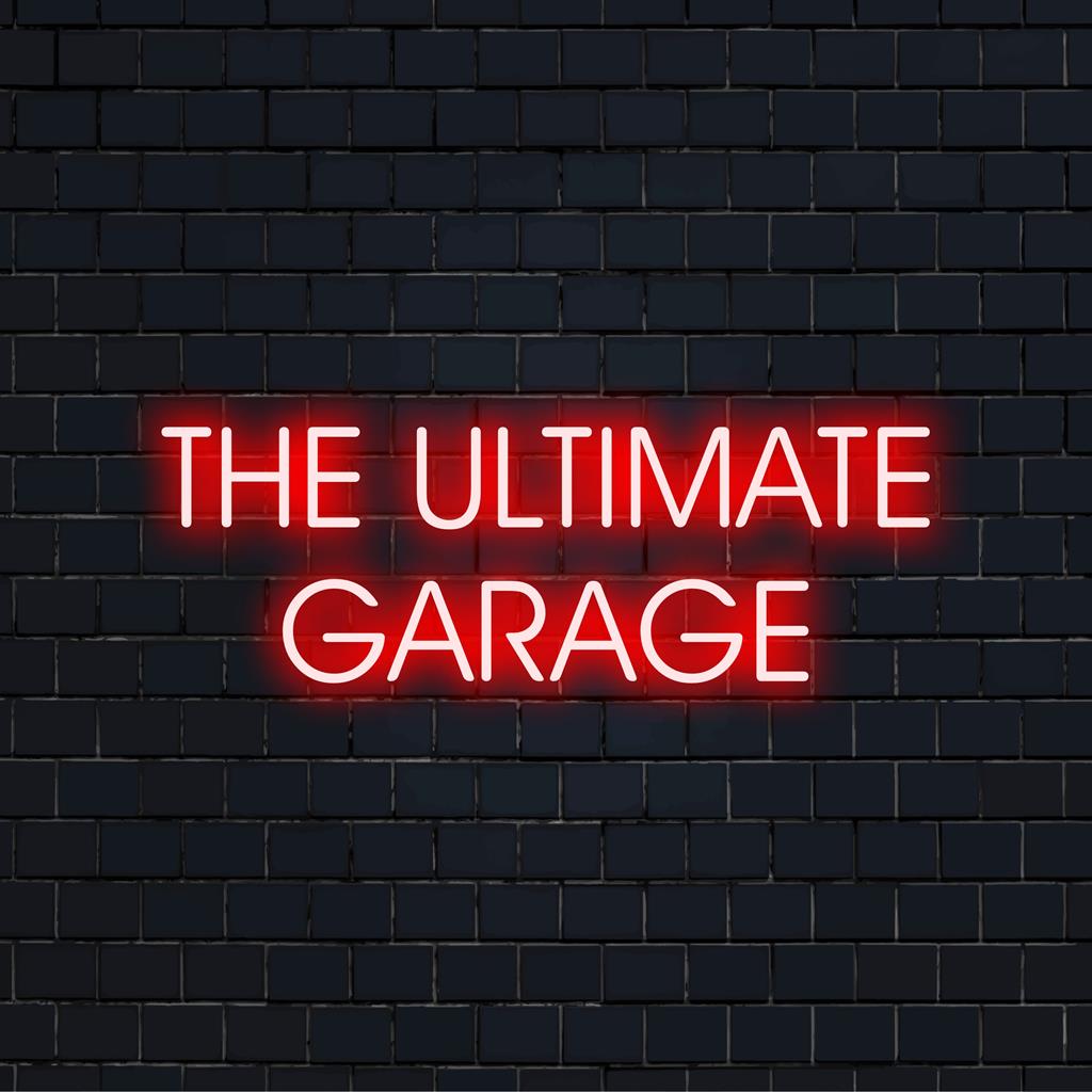Op maat gemaakt LED-neonbord voor The Ultimate Garage, perfecte neonverlichting voor een persoonlijke stijl in elke ruimte.