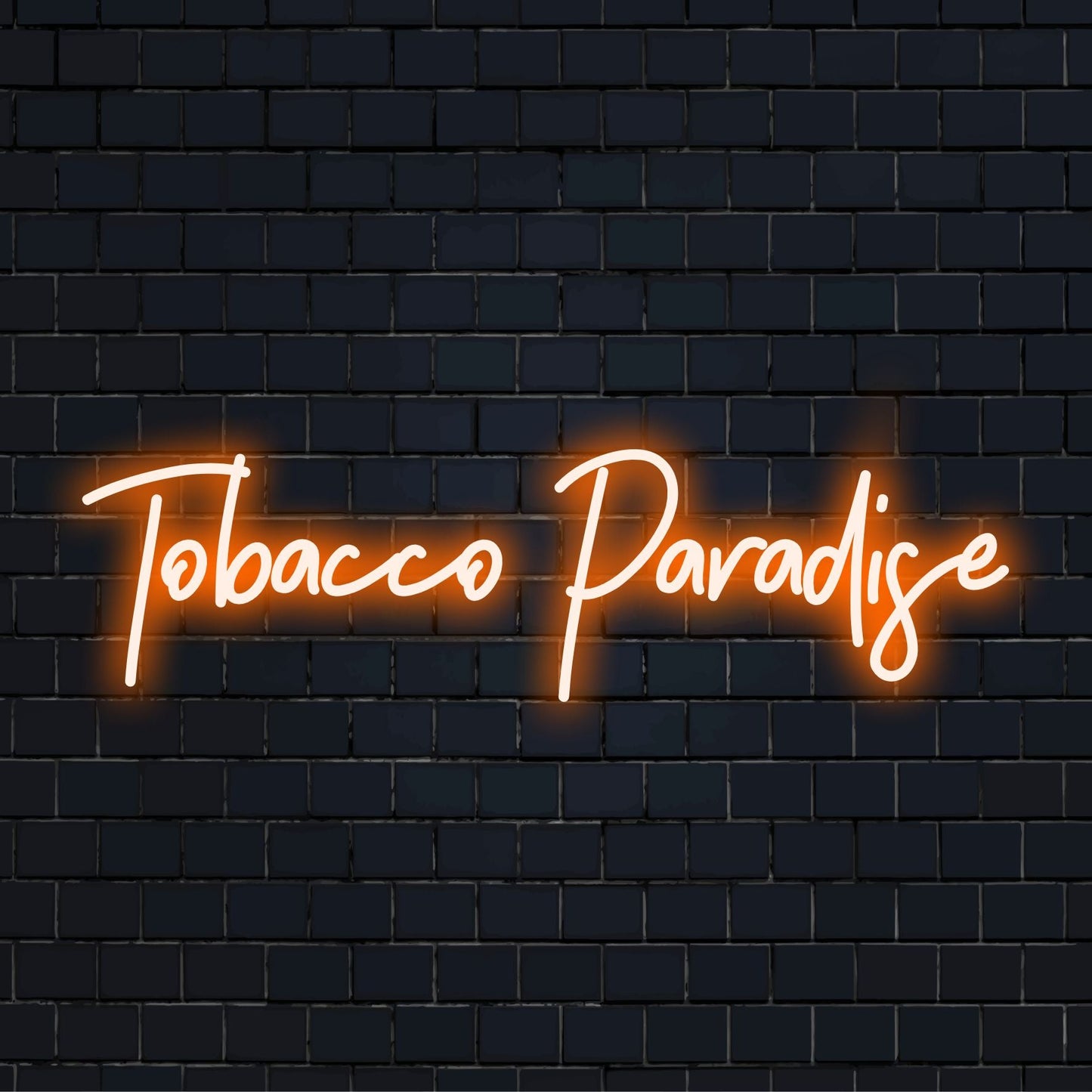 Een levendig LED-neonbord verlicht 'Tobacco Paradise' en combineert artistieke elegantie met een moderne, op maat gemaakte neonverlichting.