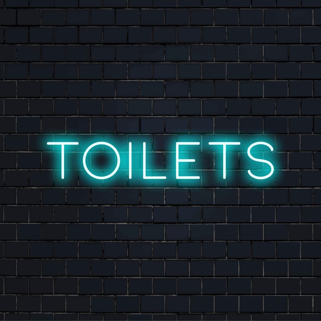 Op maat gemaakt LED-neonbord met het woord Toiletten in een helder, stijlvol lettertype; ideaal als unieke neondecoratie.