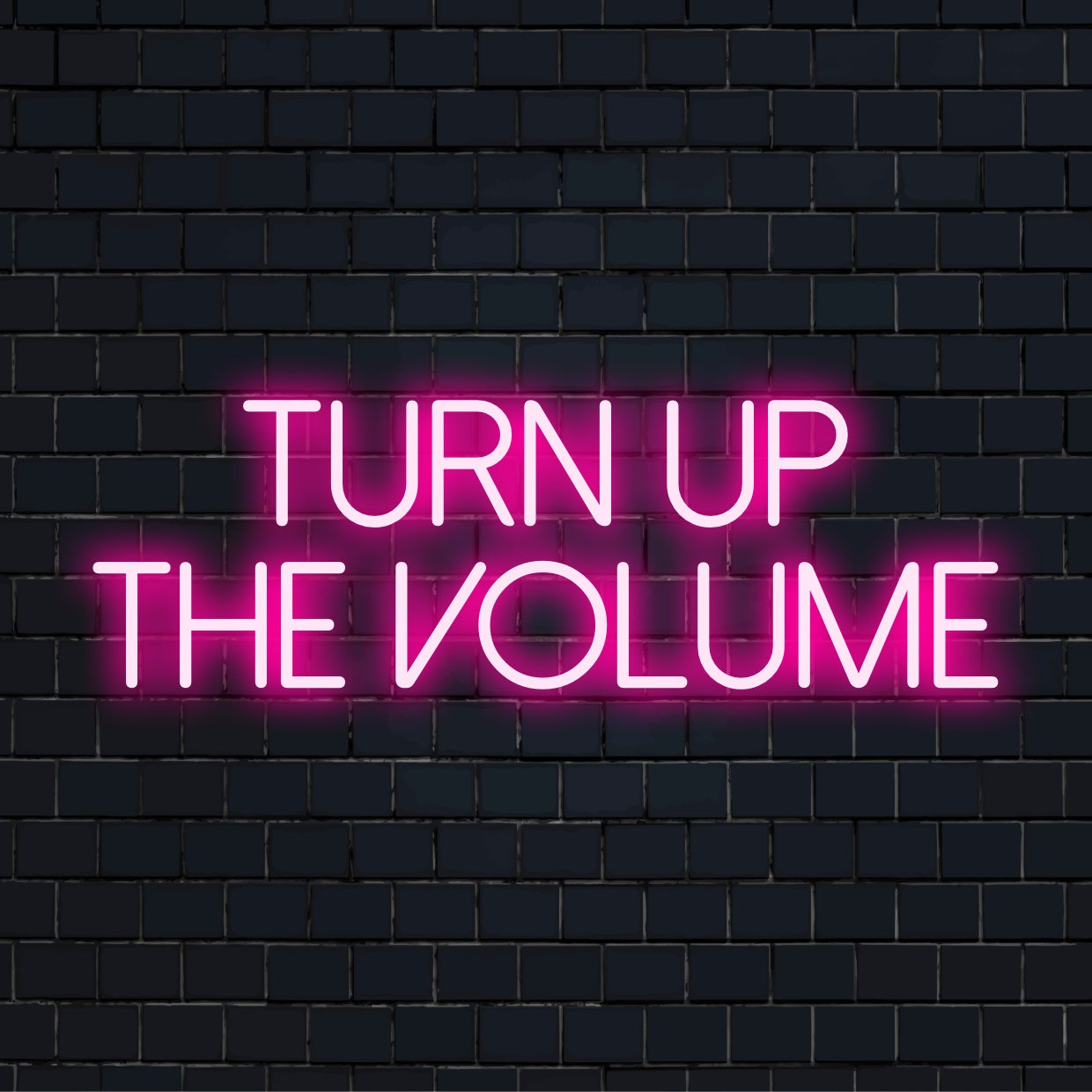 Levendig LED-neonbord met de tekst Turn Up the Volume dat charme en energie uitstraalt; ideaal voor dynamische, levendige ruimtes.