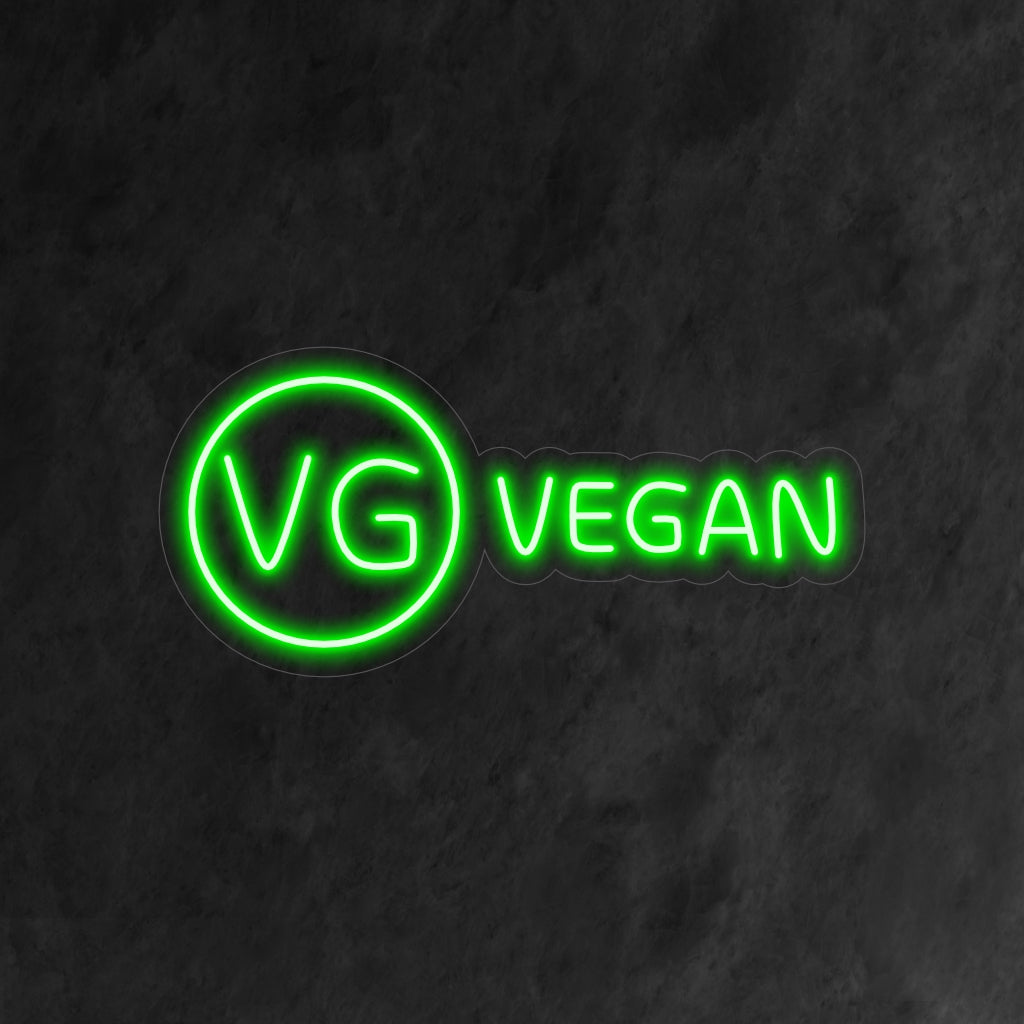 "Vegan Neon Sign" straalt een levendige gloed uit en viert plantaardig leven en duurzaamheid in uw ruimte.