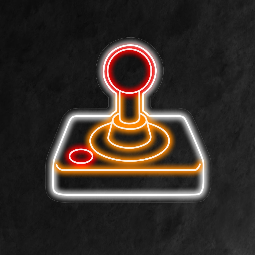 Het iconische ontwerp van "Vintage Game Controller Neon Sign" roept nostalgie op en werpt een gloed die het gouden tijdperk van gamen in jouw ruimte viert.