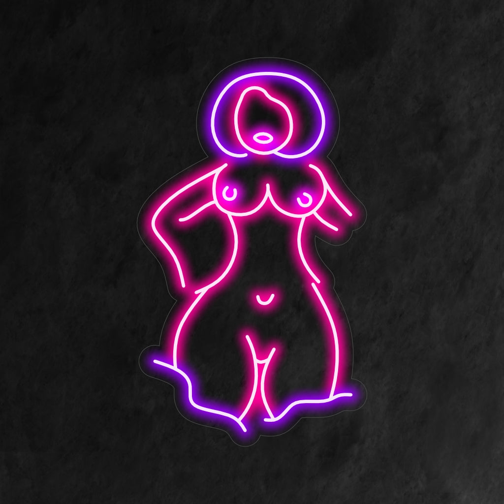 "Vintage Lady Silhouette Neon Sign" straalt verfijning uit met een elegante gloed en voegt een vleugje nostalgie en tijdloze charme toe aan uw ruimte.