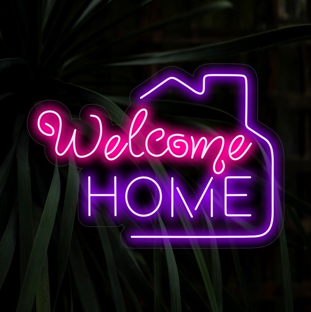 "Welcome Home Neon Sign" straalt warmte en gastvrijheid uit met zijn gezellige gloed, waardoor er een hartverwarmende sfeer ontstaat voor iedereen die uw ruimte binnenkomt.
