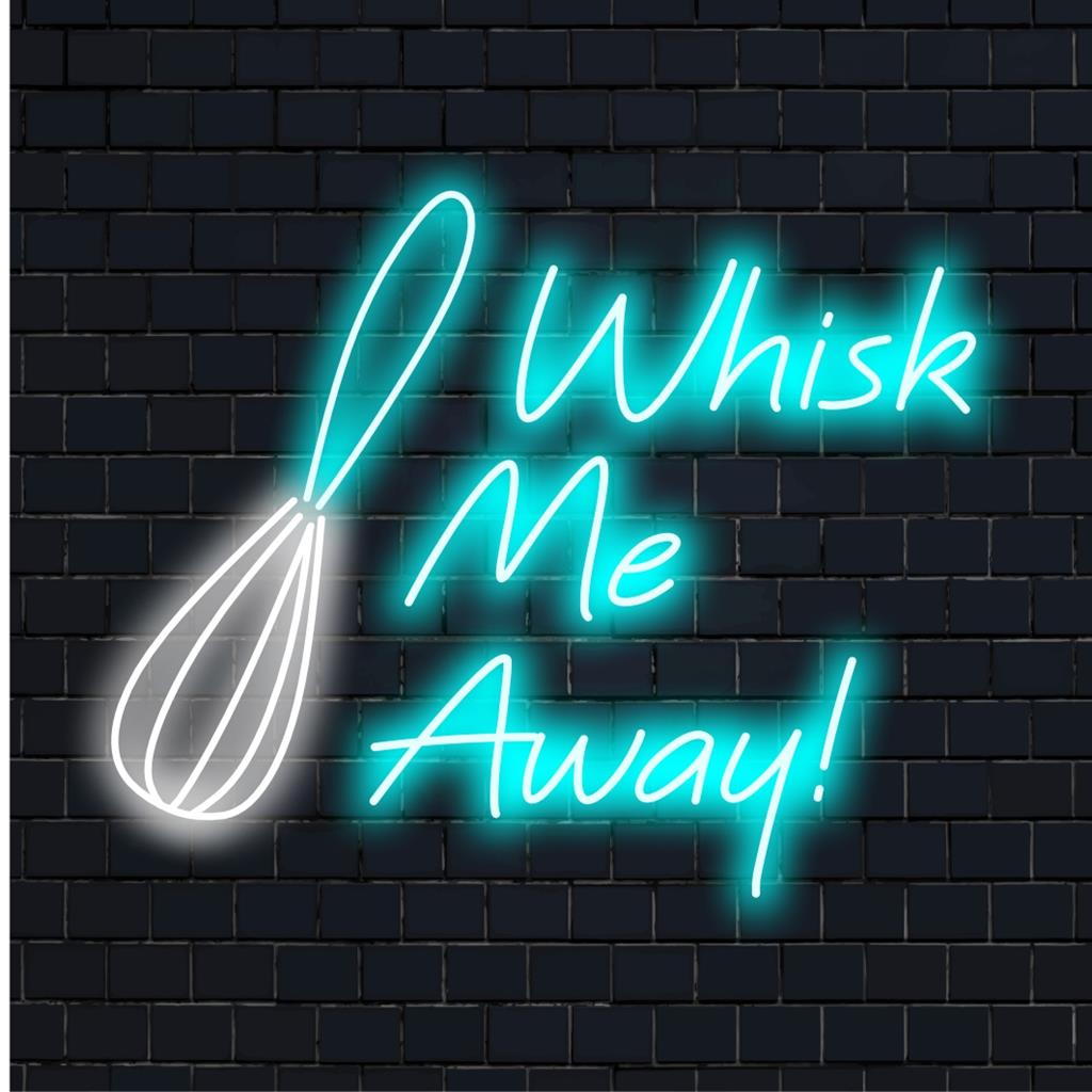 Dit handgemaakte LED-neonbord Whisk Me Away! straalt een zachte, gloeiende elegantie uit en fleurt elke ruimte op.